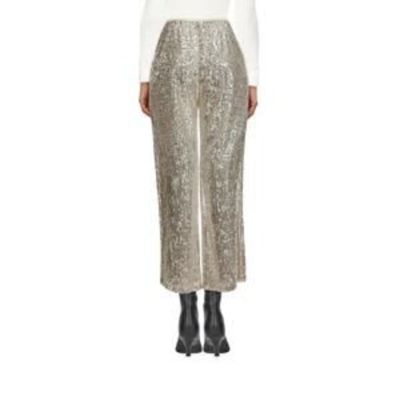 NEW FORTE FORTE the trousers in micro‚Äìsequins in light gold - Picture 1 of 2